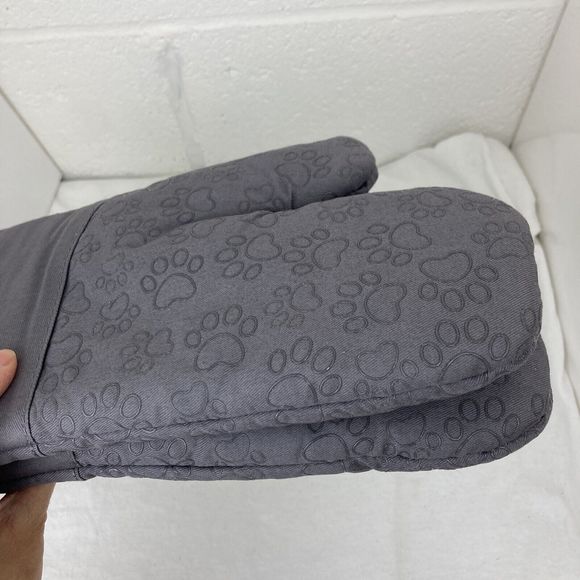 1 Pair Gray Cotton Long Silicone Paw print Cat Oven Mitts Cat Lovers gift Choice - Picture 15 of 15